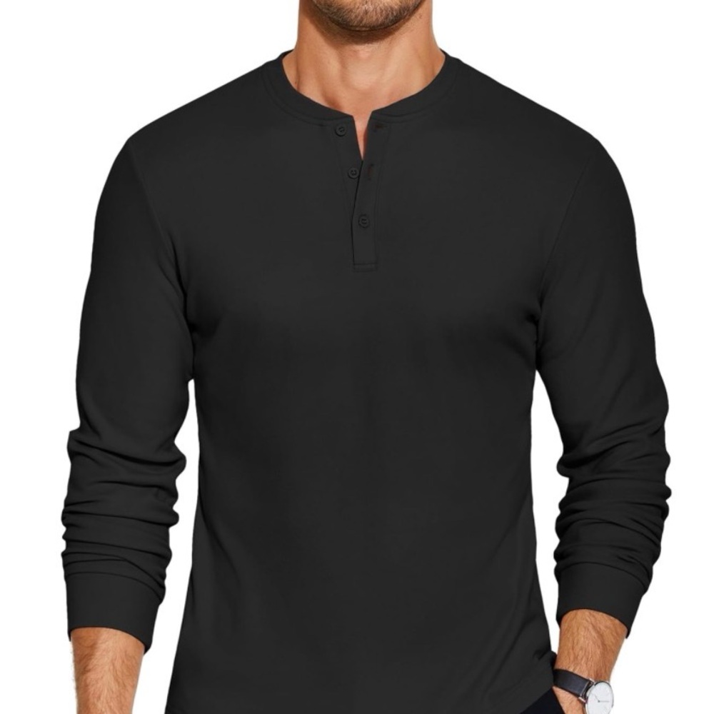 COOFANDY Henley Long Sleeve Pullover Heavyweight Thermal Shirt